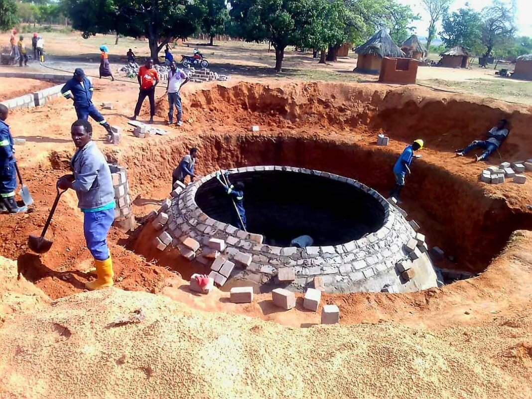 The Nkhundye biogas plant under construction. Image courtesy of NACRO.