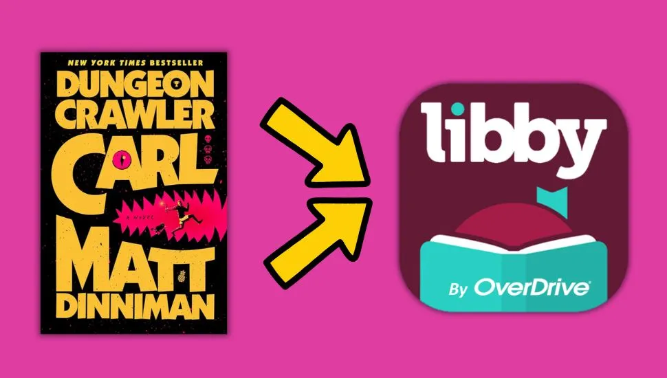 Dungeon Crawler Card cover image with Libby App Logo