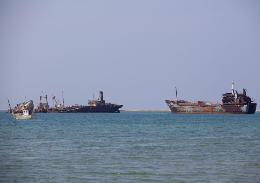 Wreckage Of Ship Shells On The Sea Near Berbera Somaliland