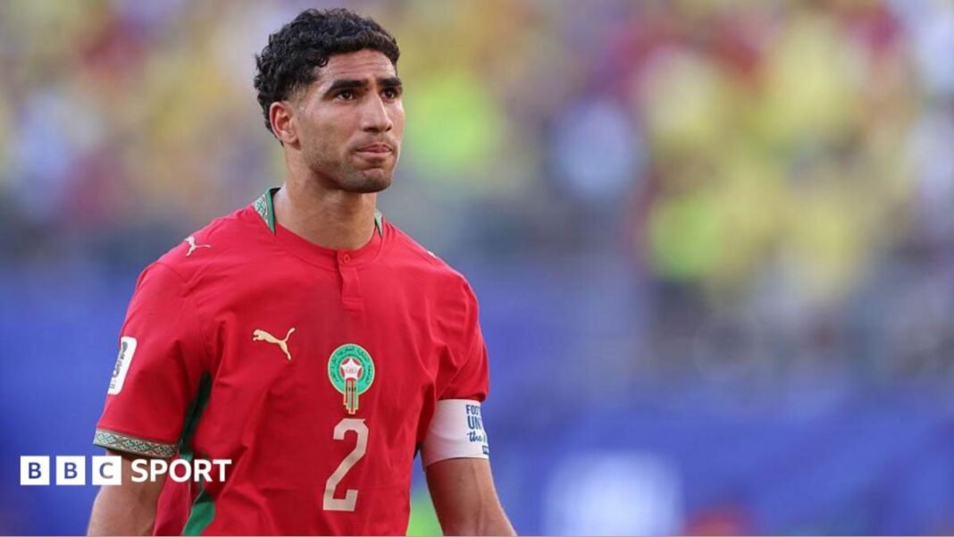 Achraf Hakimi pictured in Morocco kit