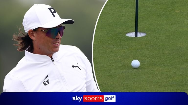 Rickie Fowler comes close to holing an ace on the 11th at Shinnecock Hills with the ball sitting inches from the hole. 