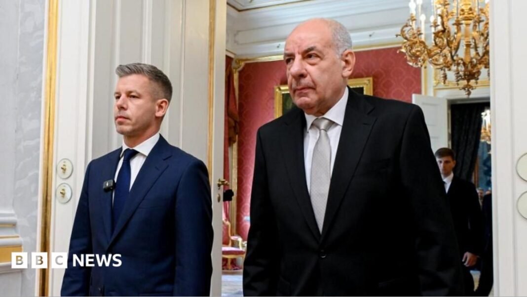 Hungarian Prime Minister Péter Magyar (left) and Hungarian President Tamás Sulyok in Budapest. Photo: 12 May 2026