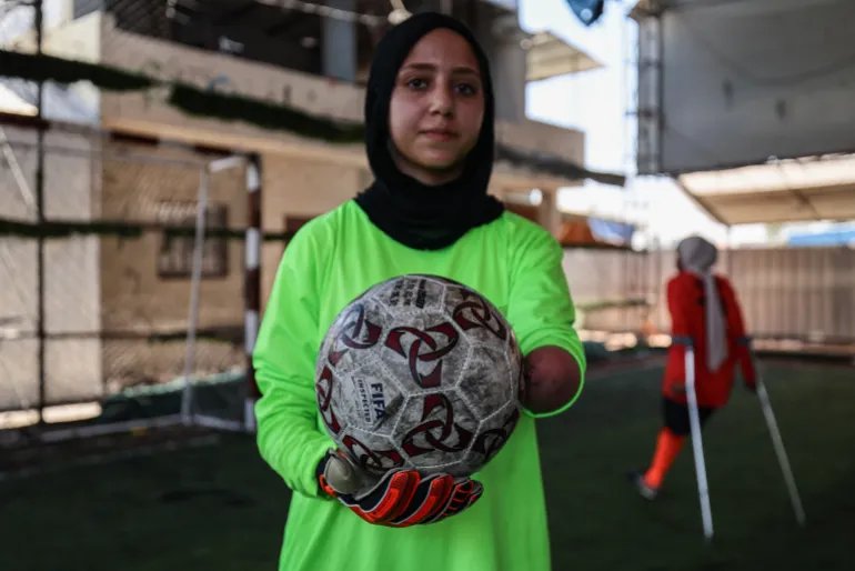 Life after amputation: Gaza women find recovery through football 2 Goalkeeper Aisha al-Abadli has found a new life through football