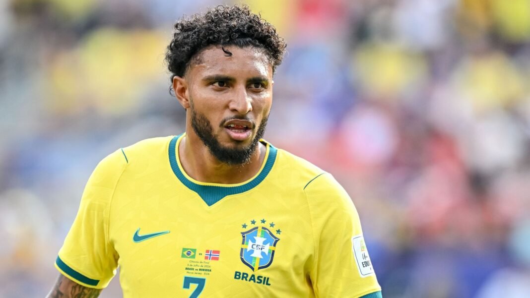Ederson playing for Brazil at the World Cup