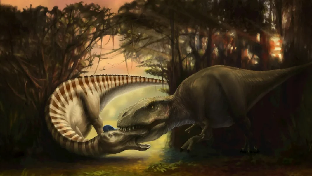 This dinosaur fossil captures the final moments of a T.