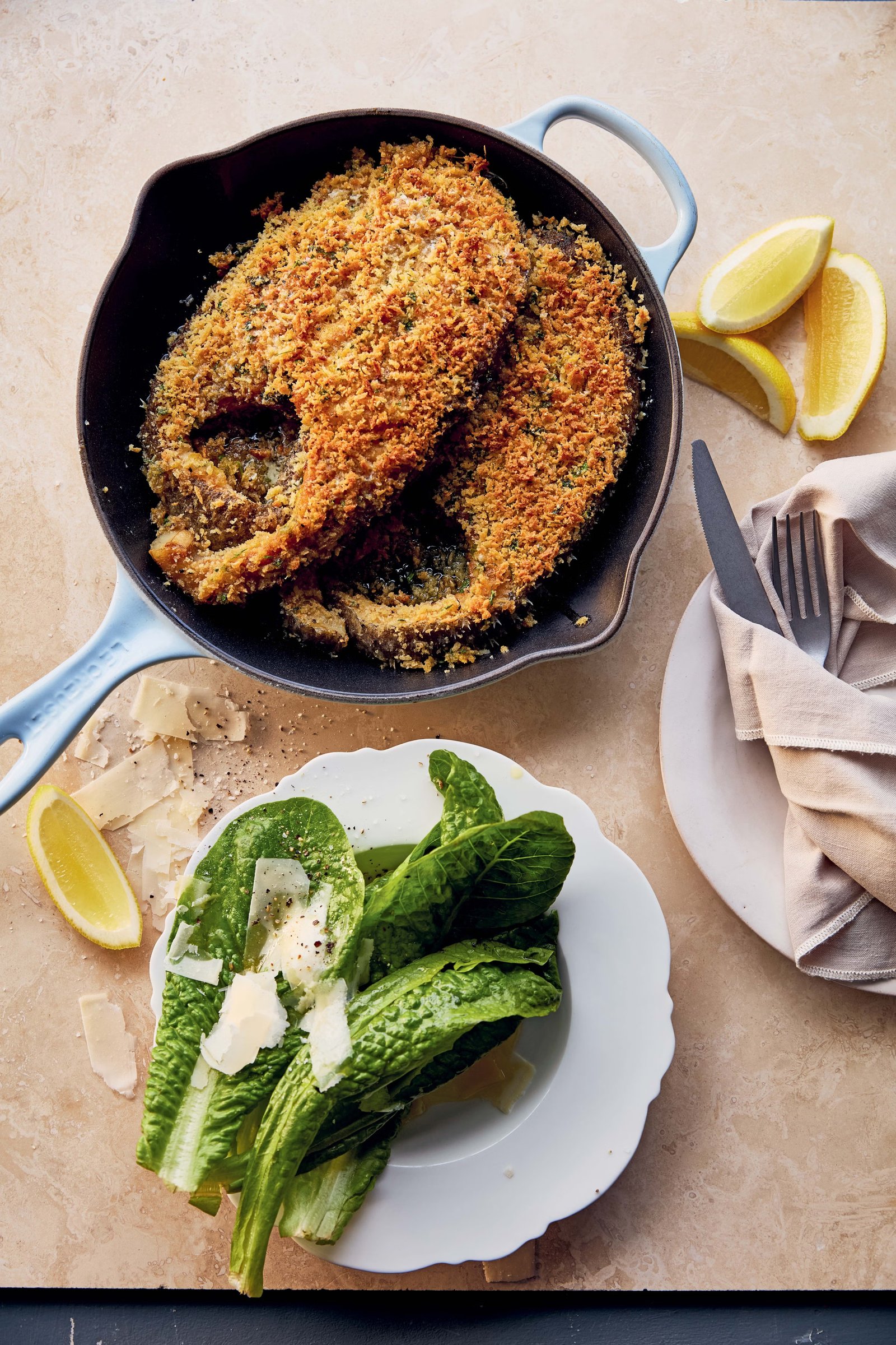 A crisp herb crust gives tender butterfish a simple but special finish