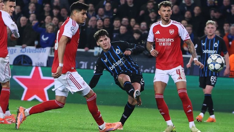 Tzolis played against Arsenal in the Champions League last season