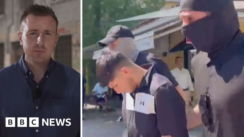 Key details as boxer charged with Athens killing Composite image of Ben in Athens and Sharif being walked out of court by police