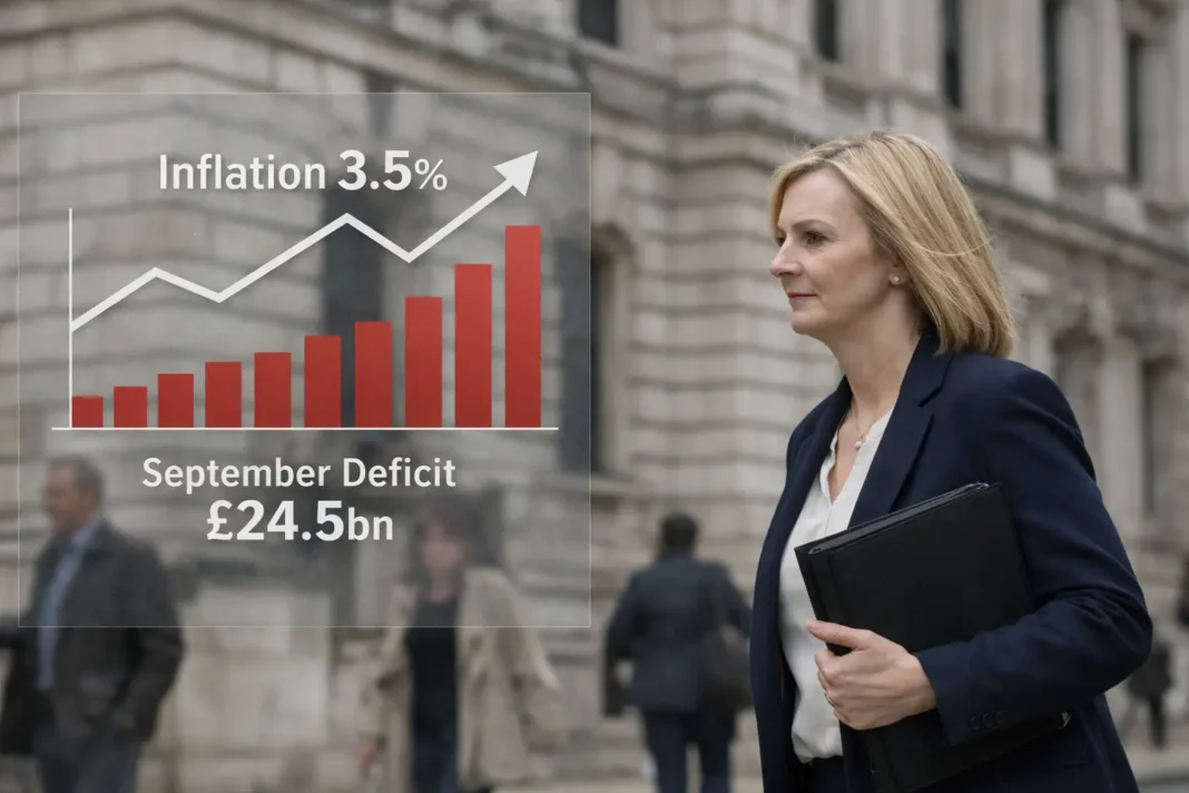 UK inflation climb and a large September deficit heighten pressure on Healey ahead of budget