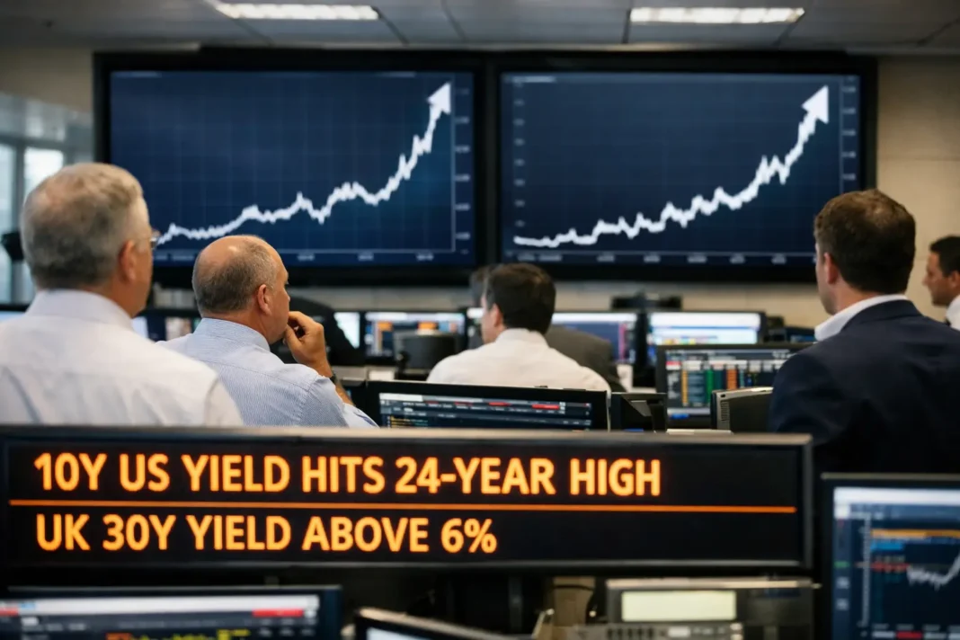 Global bond rout pushes US yields to 24-year high as UK long rates spike