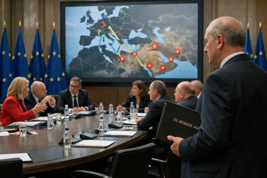 EU ministers weigh return hubs and stronger border agency to curb irregular migration